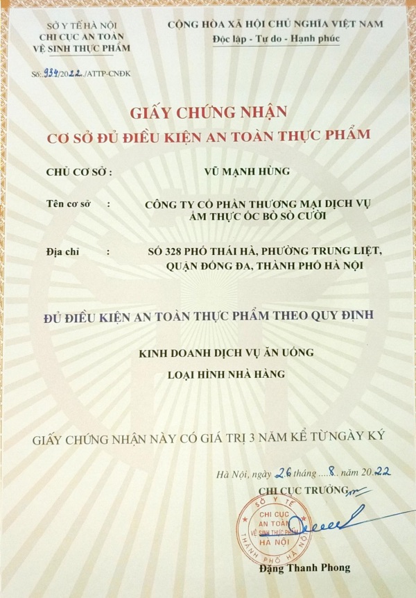 chứng nhận attp cs 3
