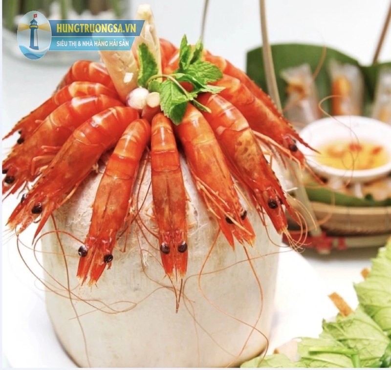 Tôm sú hấp nước dừa thơm ngọt
